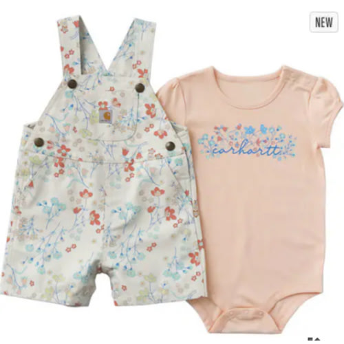 Girls' 2-Piece Short Sleeve Bodysuit & Canvas Shortall Set (Baby) | Kid's T-Shirts & Tops | Carhartt
