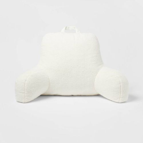 Faux Shearling Bed Rest Pillow Cream - Room Essentials: Supportive Backrest for Dorm Hypoallergenic Fill