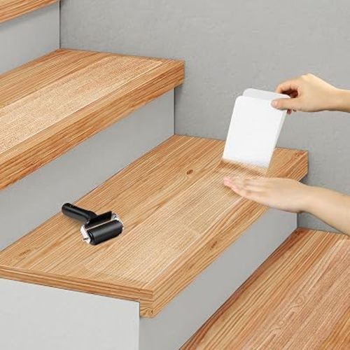 SMILOOL Clear Non Slip Stair Treads for Wooden Steps Indoor 15 Pack 6" x 30" Pre-Cut Anti Slip Stair Strips for Wood Stairs, Grip Tape Transparent Step Tread Grips for Dogs Kids and Pets, Waterproof