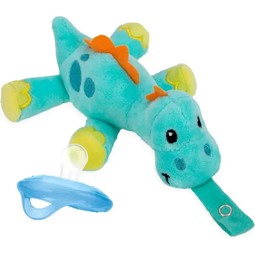 Nuby Calming Natural Flex Snuggleez Pacifier with Plush Combo Set for Cuddling with Comfort, Dino