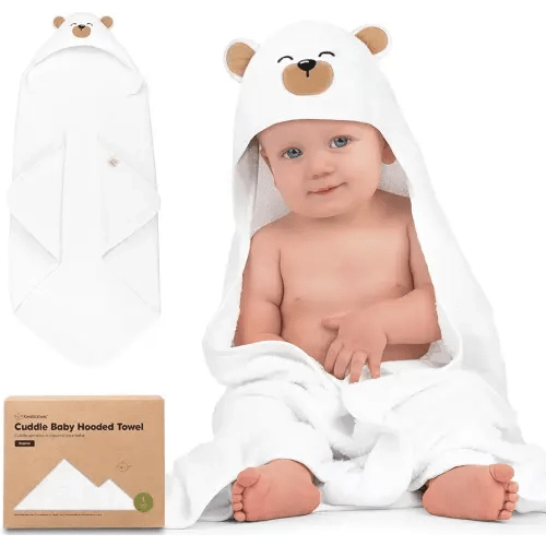 KeaBabies Hooded Baby Towel for Newborn - Viscose Derived from Bamboo Large Baby Bath Towels with Hood for Boys, Girls, Toddler, Extra Absorbent & Soft Newborn Bath Essentials (Grizzly, Regular)