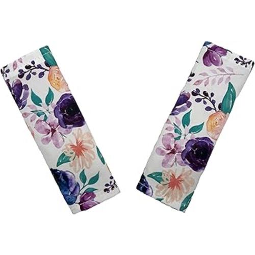 Baby Car Seat Neck Cover, Car Seat Strap Cover, Seat Belt Cushions Pads, Shoulder Strap Protectors, Reversible Pram Harness Covers in Minky Floral, Baby Neck Pad Protector