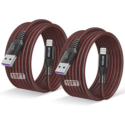 2Pack for iPhone Charger Cable 10 Ft,Long Lightning for Apple Charging Cord 10ft for iPhone 14/13/12/11 Pro/X/Xs Max/XR/8 Plus/7/6/5/SE,for IPad USB Charge Wire 10 Foot