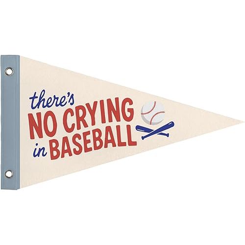 Boys Nursery Playroom Room Decor, Play Ball Pennant Banner Flags, Vintage Blue Kids Wall Art Decor for Toddler Room Nursery Playroom, Baseball Party Decorations, 8x14 Inch