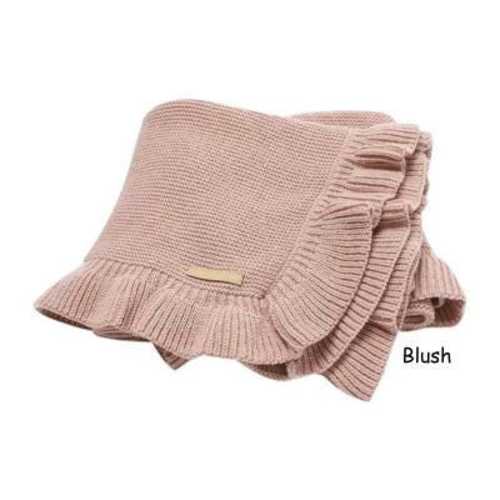 Personalized Embroidered Ruffle Knit Baby Blanket: Organic Cotton Keepsake