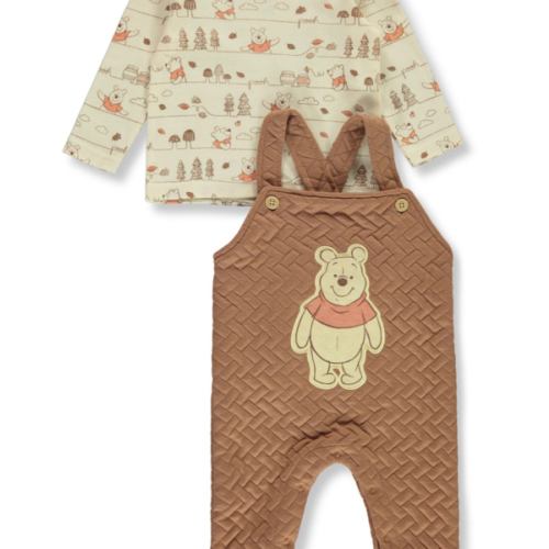 Disney Winnie The Pooh Baby Boys' 2-Piece Quilted Overalls Set Outfit