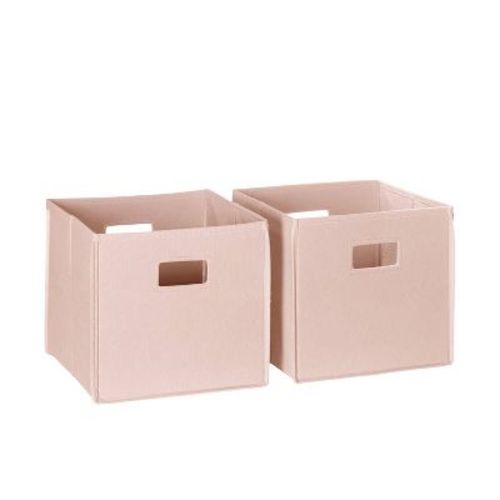 RiverRidge Kids 2pc 10.5"x10.5" Collapsible Fabric Storage Bin Cubes with Handles Soft Pink