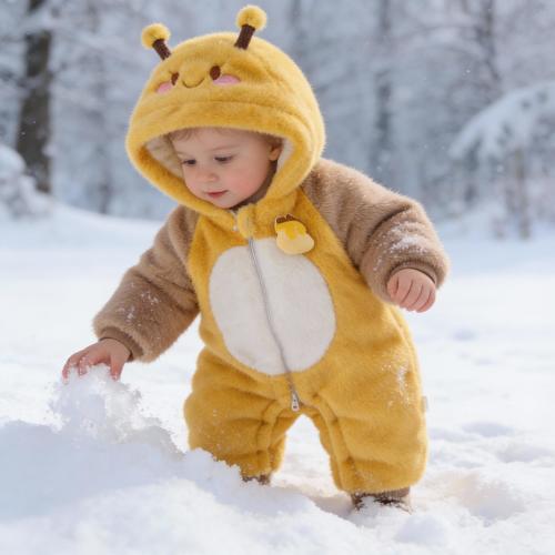 Cute Animal Baby Snowsuit | Winter Thick Newborn Onesie | Warm Hooded Infant Jumpsuit | Outdoor Baby Romper | Winter Kid Gift