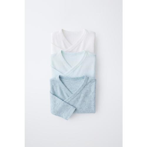 THREE-PACK OF RIBBED KIMONO NECK BODYSUITS - Sea green | ZARA United States