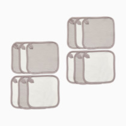 Small Story Organic Cotton Washcloth (6 Pack) - Gray Stripe, 12