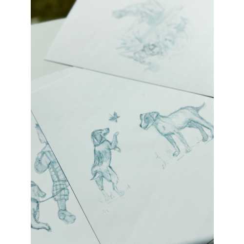 Snips and Snails Toile Hand Painted Watercolor Print with Mat- Best Friends