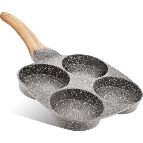 Dove Gray 4 Cup Nonstick Pan Omelette Mini Pancake Pan for Stove Top Gas and Electric Small Skillet Breakfast Maker