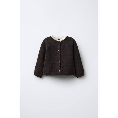 2-IN-1 LACE KNIT CARDIGAN WITH WOOL - Brown | ZARA United States
