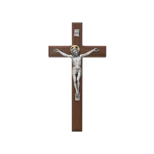 Beveled Walnut Crucifix 7"