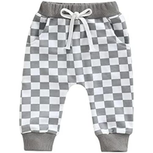 Toddler Baby Boy Girl Checkerboard Plaid Pants Elastic Waist Casual Trousers Spring Summer Fall Winter Long Pants