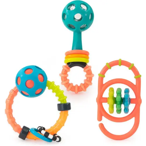 Sassy My First Rattles Newborn Gift Set with 3 Soft and Flexible Rattles, Ages 0+ Months