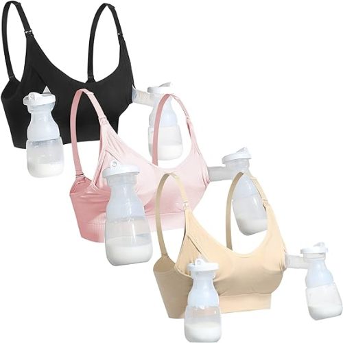 GXXGE Nursing Bra Support Pumping Bra Hands Free All in One Maternity Bra Comfortable Breast No Pad Pumps Bra
