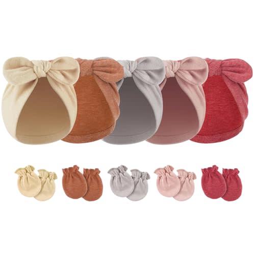 Newborn Baby Girl Hats with Bow Cotton Toddler Infant Beanie Cap Newborn Hospital Hats for Baby Girl Kid 0-12 Months