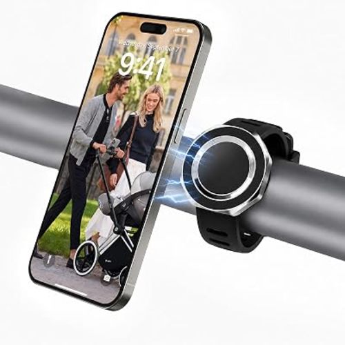 Magnetic Stroller Phone Holder Fits for UPPAbaby, Graco, Bugaboo Strollers | Ultra-Strong N52 MagSafe Mount with Secure Silicone Strap | One-Hand Operation Phone Cradle for iPhone 17 16 15 14 Pro Max