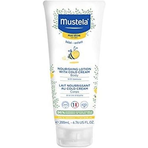 Mustela Baby Nourishing Lotion – Daily Body Lotion for Dry Skin - with Natural Avocado, Cold Cream & Beeswax - 6.76 fl. oz. - Packaging may vary