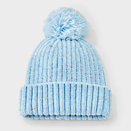 Baby Girls' Ribbed Knit Confetti Beanie Hat - Cat & Jack™ Blue 12-24M