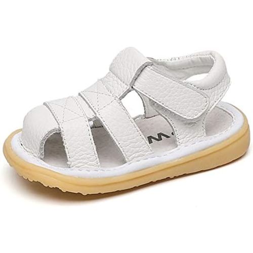 DADAWEN Baby Boys Girls Summer Lightweight Soft Sole Closed-Toe Outdoor Leather Athletic Sandals