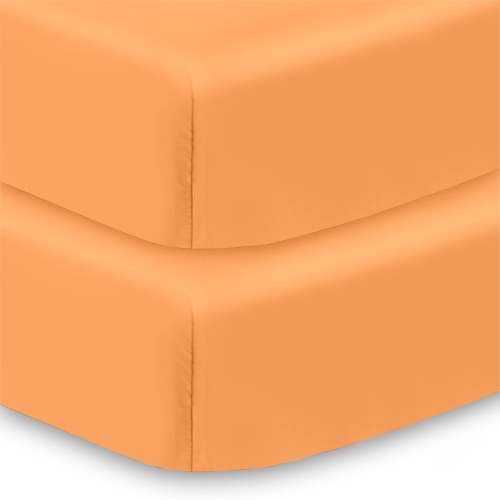 All-in-One Fitted Sheet & Waterproof Cover, For 52" x 28"/132 x 71 cm Crib Mattress, Coral (2-Pack)