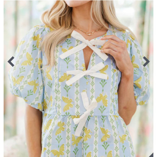 NURSING COLLECTION: Sweet Intentions Light Blue Butterfly Print Blouse