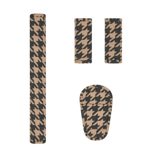 Black Houndstooth Linen Pram Harness Cover Set