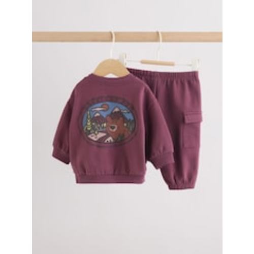 Burgundy Red Bear Baby Sweatshirt and Joggers Set (0mths-2yrs) from Next USA