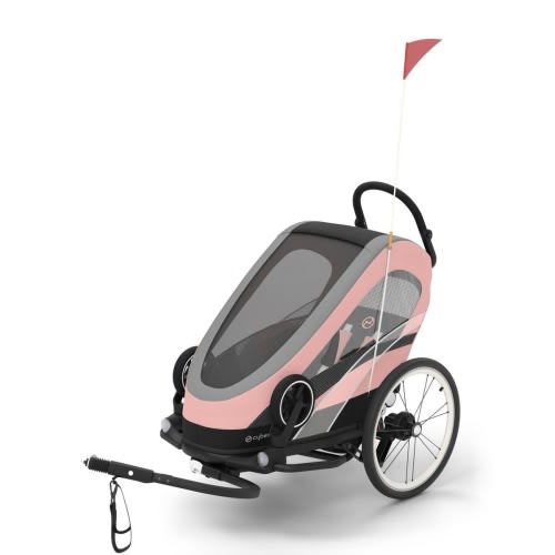 Cybex Zeno 2-in-1 Bike Trailer / Stroller (One Box) - Silver Pink