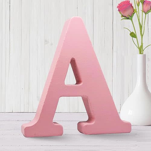 AOCEAN 6 Inch Pink Wood Letters Unfinished Wooden Letters for Wall MAGA Decorative Standing Letters Slices Sign Board for Crafts Christmas Decoration Home Party Projects (A)