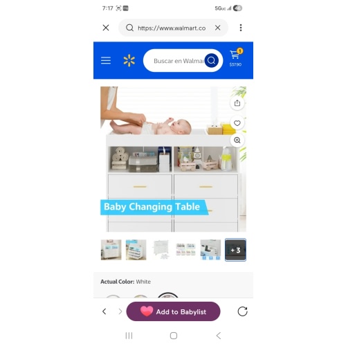 Towallmark Dressers for Bedroom with 6 Drawers,Changing Table Dresser with Changing Pad,LED Lights & Charging Station,White