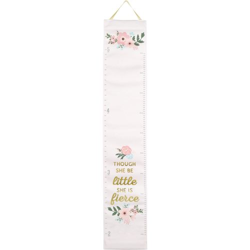 Pearhead Floral Wall Growth Chart for Girls, Kids Height Measuring Chart, Wall Decor for Girls Bedroom Or Nursery, Baby Growth Chart, Though She Be Little She is Fierce