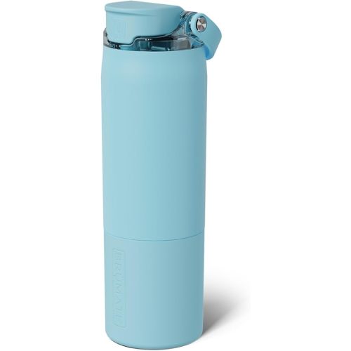 BrüMate Rise 25oz Water Bottle With 100% Leakproof Covered Silicone Straw | Insulated Stainless Steel Water Bottle | Cup-Holder Friendly | Fast Flow | Soft Sip Silicone Spout | BPA-Free (Glacier)