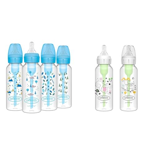 Dr. Brown's Anti-Colic Options+ Narrow Baby Bottles, 8oz/250mL, Level 1 Slow Flow Nipples, 4 & 2-Pack