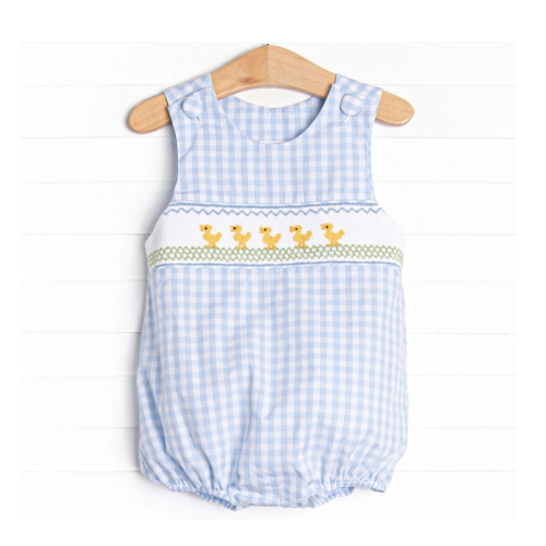 Duckling Dash Smocked Boy Bubble, Blue – Stitchy Fish