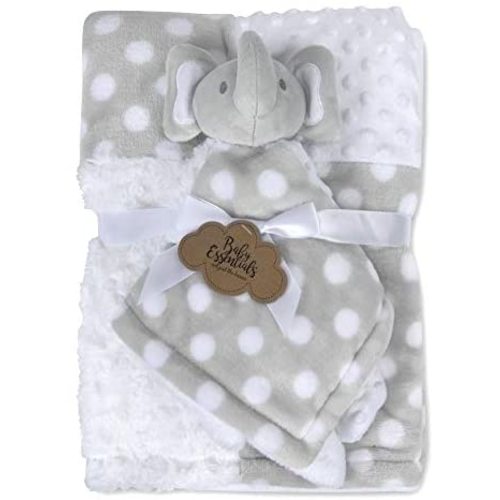 Baby Blanket with Matching Stuffed Animal for Baby Boy and Girl – Baby Stuffed Animal with Blanket Set (Grey Elephant Set)