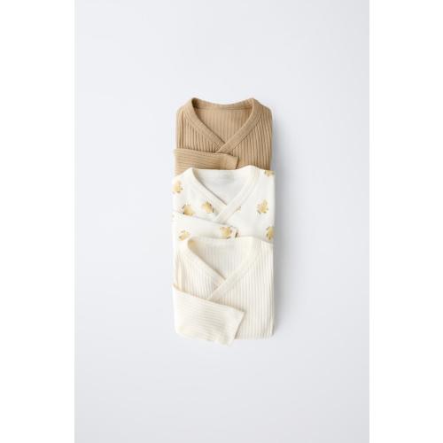 THREE-PACK OF KIMONO NECK BODYSUITS WITH BIRDS - Dark khaki | ZARA United States