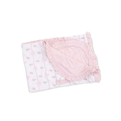 Ruffle Receiving Blanket, Dainty Buds and Bows