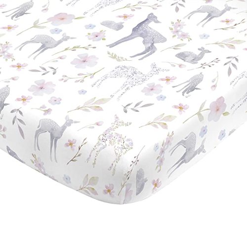 NoJo Super Soft Grey, White & Aqua Sloth Fitted Crib Sheet, Grey, White, Aqua