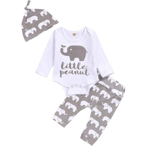 Newborn Infant Baby Boys Clothes Set Romper Bodysuit Pants Hat 3Pcs Outfits