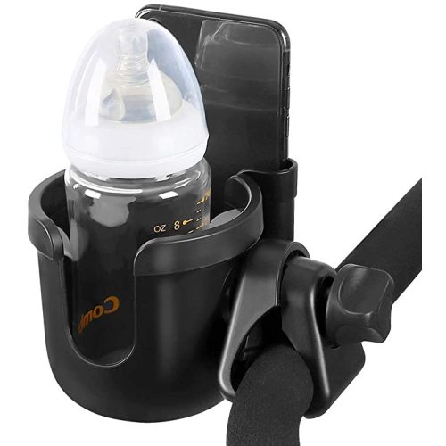 Accmor Stroller Cup Holder with Phone Holder, Bike Cup Holder, Universal Cup Holder for Uppababy Nuna Doona Strollers, 2-in-1 Cup Phone Holder for Stroller Bike Accessory