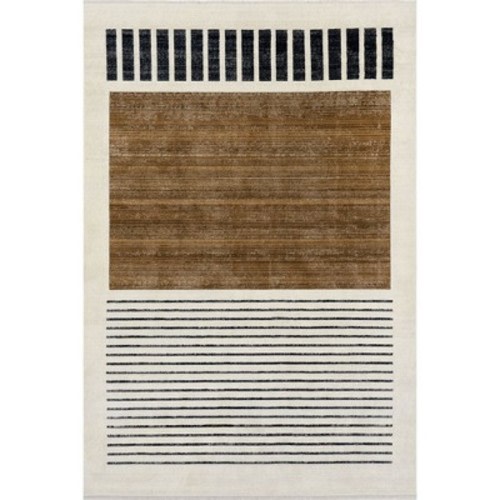 Nuloom Keeva Striped 8x10 Indoor Area Rug for Living Room Bedroom Dining Room Kitchen, Beige/Ivory