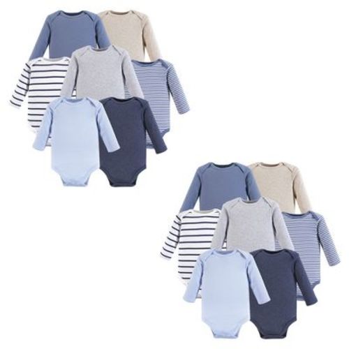 Hudson Baby Unisex Baby Cotton Long-Sleeve Bodysuits, Boy Basic 14-Piece