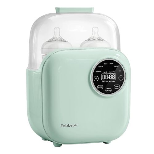 Baby Bottle Warmer, Felizbebe 10-in-1 Double Bottle Warmer for Breastmilk or Formula, Accurate Temperature Control, Timer, Sterili-zing, Defrost, Heat Food, Keep Warm, Breast Milk Warmer for Baby
