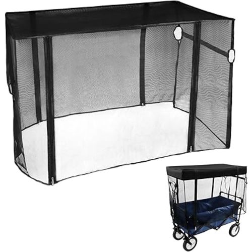 Outdoor Wagon net Cover, Folding Wagon Mosquito net Accessories for Children Outdoor Garden Camping Push-Pull cart with Zipper Anti-Wagon Shade Attachment （Suitable for Half-Folded Wagon）