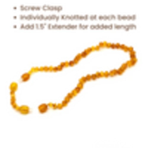 Raw Unpolished Amber Teething Necklace 12.5" Baby