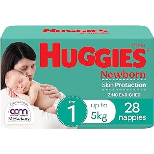 Huggies Newborn Nappies Size 1 (up to 5kg) 28 Count