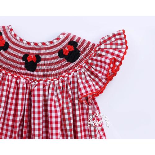 Baby Girl Mouse Ears Smocked Bubble Romper Bubble, Magical Trip Romper Bubble, Smocked Romper, Sweet One Romper, Red Gingham, Summer Outfit